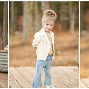 Cocoplum Kids Blazer in Cream Inner Lined Watercolor Print NWT Size 2